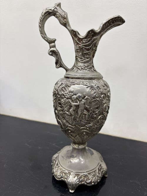 Vintage Embossed Silver-Plated Cherub Pitcher